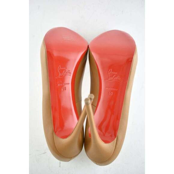 Christian Louboutin New Very Prive 120 Caramel Brown Leather Peep Heel Pump 40 - Picture 9 of 9